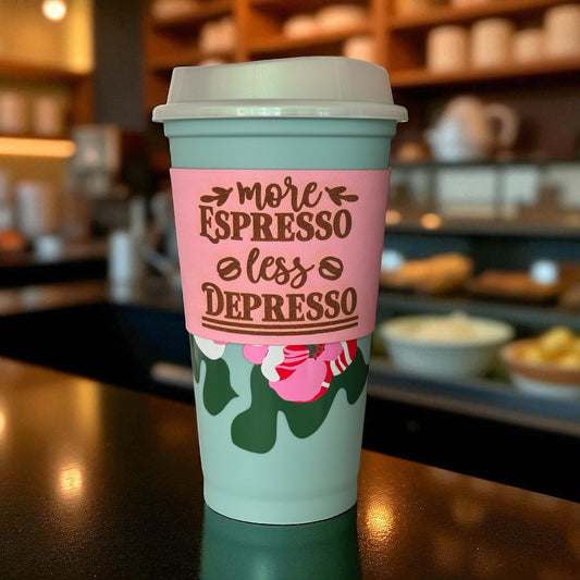 Custom Engraved Leather Coffee Sleeve